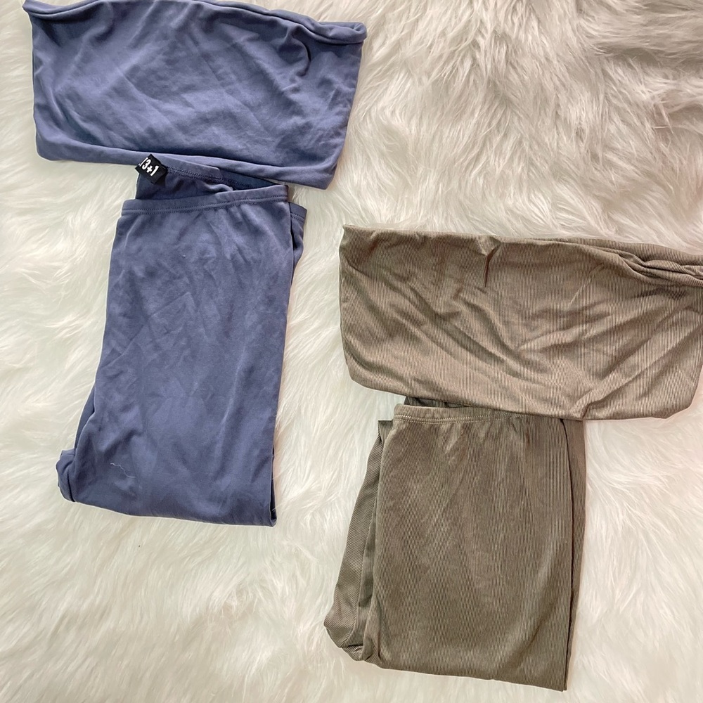 Indigo Crop Halter Top & Leggings Pants Set - Picture 4 of 6